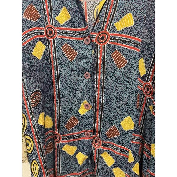 BLANCK London One Size Mixed Print Button Front Tunic Top Anthropologie Artsy - Picture 5 of 7